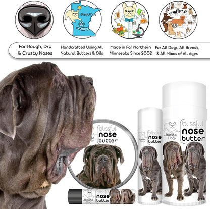 The Blissful Dog Neapolitan Mastiff Nose Butter for Dry, Cracked Skin, Lick-Safe Dog Nose Balm with Moisturizing Shea Butter, Almond, Olive, and Essential Oils, Pet Supplies, Uncented, 0.50 oz.