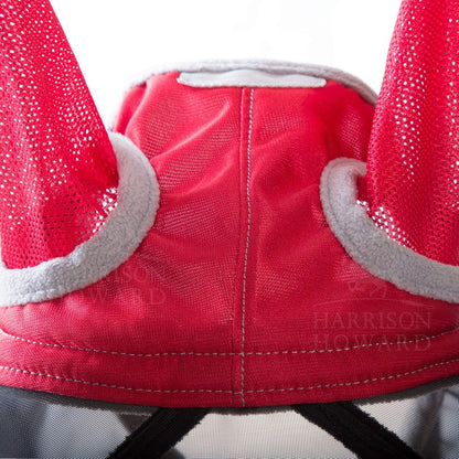 Harrison Howard CareMaster Pro Luminous Horse Fly Mask Standard with Ears UV Protection for Horse Red Full Size