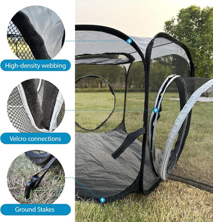 Large Outdoor Cat Tunnel and Tent Playpen - Pop Up Enclosure for Multiple Cats - Portable Outside Playhouse for Small Pets