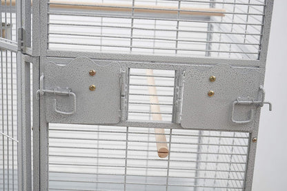 Corner Bird Cage for Cockatiel Parakeet Black and White (White Vein)