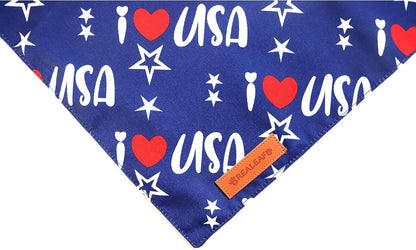 Realeaf 4th of July Bandanas 2 Pack, Triangle Reversible American Flag Pet Patriotic Scarf for Boy and Girl, Premium Durable Fabric, USA Bandana for Medium and Large Dogs (Large)
