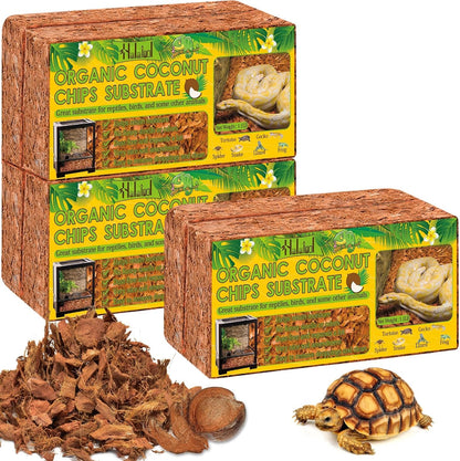 Halatool 6Pack Compressed Coconut Chips Brick Natural Coconut Husk for Reptiles Bedding Coco Coir Chips Terrarium Substrate for Ball Python Frog Snake Gecko Hermit Crab Tortoise