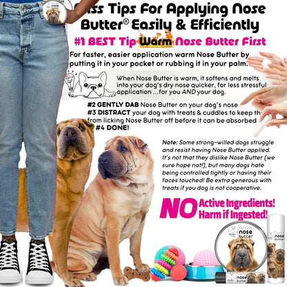 The Blissful Dog Chinese Shar-Pei Nose Butter for Dry, Cracked Skin, Lick-Safe Dog Nose Balm with Moisturizing Shea Butter, Almond, Olive, and Essential Oils, Pet Supplies, Uncented, 0.15 oz.