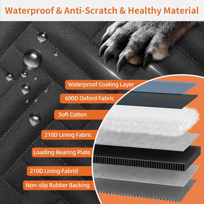 Back Seat Extender for Dogs,Dog Car Seat Cover for Back Seat,Hard Bottom Dog Bed for Car with Mesh Window,100% Waterproof and 600D Oxford Scratch-Resistant Backseat Car Seat for Cars Trucks and Suv