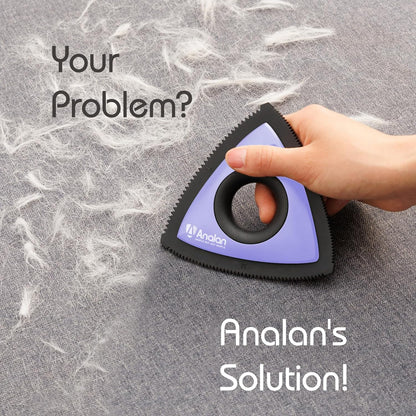 Analan Mini Pet Hair Remover for Car Detailing Supplies, Carpet Dog Hair Remover for Car Interior, Triangle Dog Hair Remover for Auto Detailing, Couch, Furniture, Lint, Carpet(Purple)