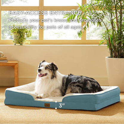Bedsure XL Orthopedic Dog Bed for Extra Large Dogs - Washable XLarge Dog Cat Bed Waterproof, Comfort Dogs Couch Sofa with Washable Removable Cover, Pet Bed with Nonskid Bottom, Dune Haze Blue, 42"