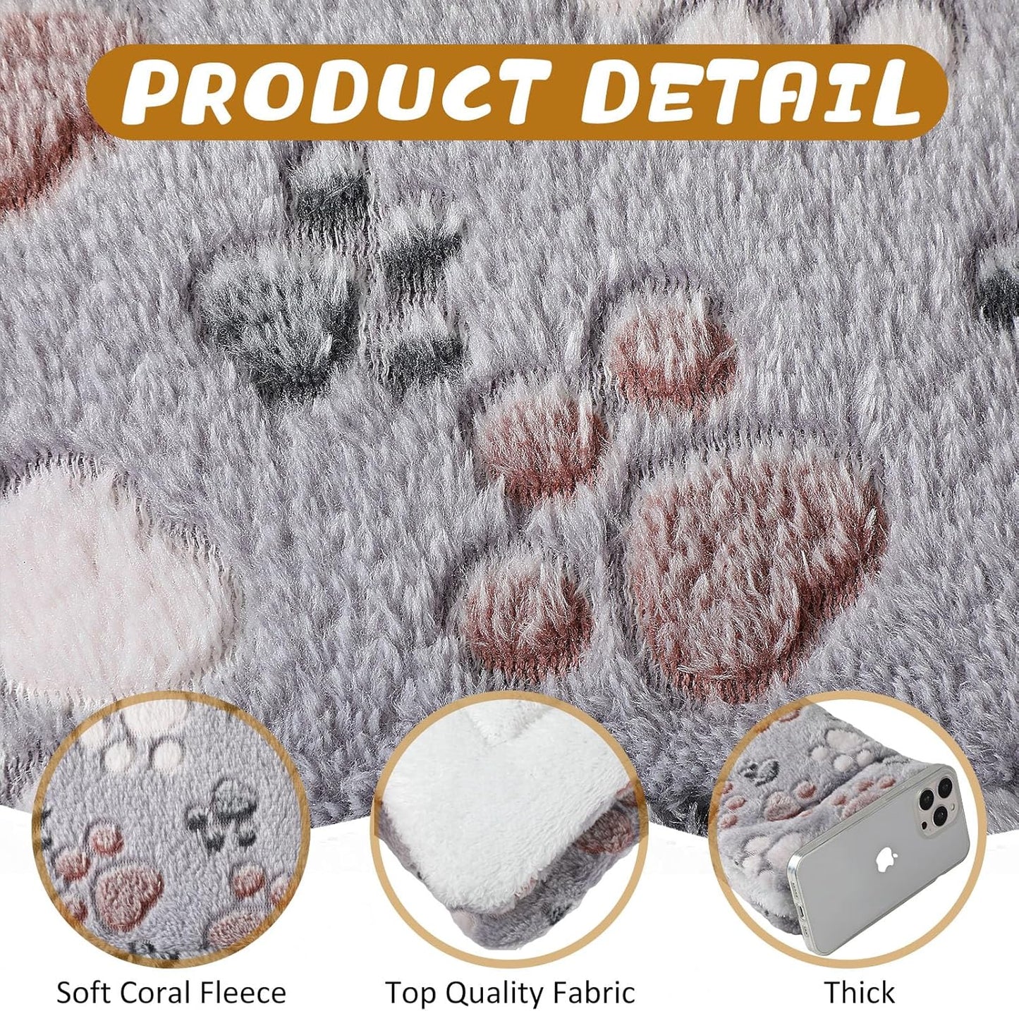 4 Pack Ultra Soft Dog Cat Bed Mat with Cute Prints Reversible Fleece Dog Crate Kennel Pad Cozy Washable Thickened Hamster Guinea Pig Pet Bed Mat for Small Animals(13 x 10 Inches,Light Gray)