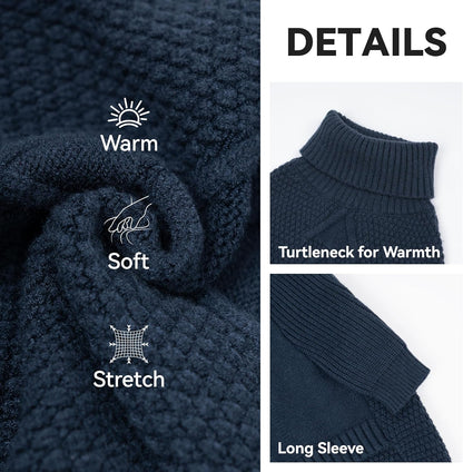 cyeollo Dog Sweaters for Medium Dogs Boy, Stretchy Warm Turtleneck Doggy Clothes for Fall Winter, Thermal Knit Pet Apparel with Sleeves, Navy XL