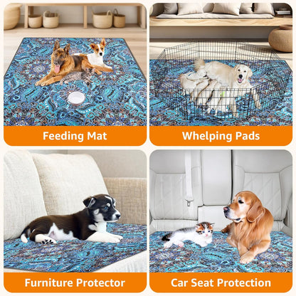 LOOBANI Washable Pee Pads for Dogs, 2 Pack Super Absorbent Reusable Puppy Pads Leakproof Dog Traning Pads, Waterproof Non-Slip Whelping Pad for Floor, Playpen, Crate, Couch-48 x48 (Green)