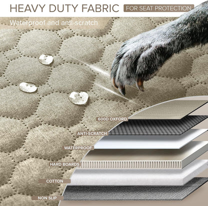 Back Seat Extender for Dogs, Heavy Duty Dog Car Seat Cover for Back Seat and Aggressive Chewer, Large Hard Bottom Car Seat Cover for Dogs, Dog Hammock for Car, Travel Pet Car Bed for Car, SUV, Truck