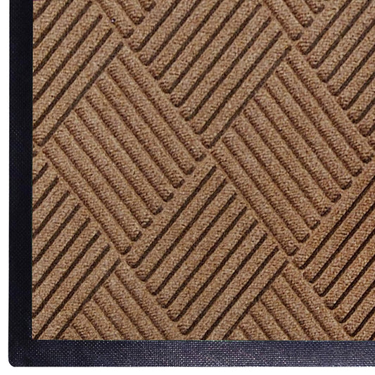 WaterHog Diamond | Commercial-Grade Entrance Mat with Rubber Border – Indoor/Outdoor, Quick Drying, Stain Resistant Door Mat (Medium Brown, 6' x 6')