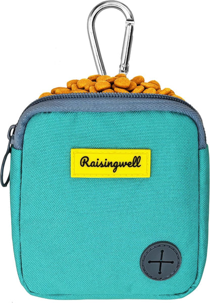 Dog Treat Pouch for Pet Walking and Training with Clicker Poop Bags Small Fanny Zipper Pack Holder for Puppy Snack Dispenser Kit for Leash and Outdoor Use （Green）