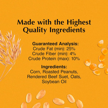 C&S Peanut Butter Delight No Melt Suet Dough, Suet Cakes for Wild Birds, 11.75 Ounces, Pack of 8