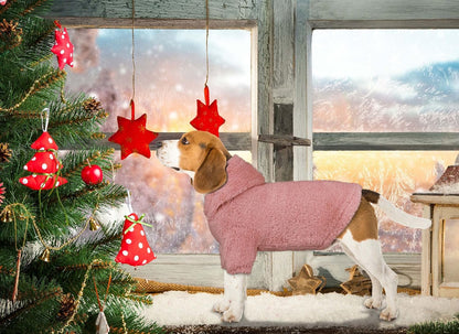 Fuzzy Dog Sweaters for Large Dogs Pet Hoodie Clothes Warm Soft Pet Coats Hooded Sweatshirt Dog Hoodie for Large Dogs(Pink-L)