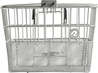 Retrospec Apollo Detachable Front Bike Basket Steel Half-Mesh with Integrated Detachable Hooks and Built-In Handle, Easy Assembly and Portability for Bicycles