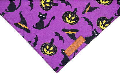 Realeaf Halloween Dog Bandanas 2 Pack, Reversible Orange Pumpkin Pet Scarf for Boy and Girl, Premium Durable Fabric, Holiday Bandana for Small Medium Large and Extra Large Dogs (X-Large)
