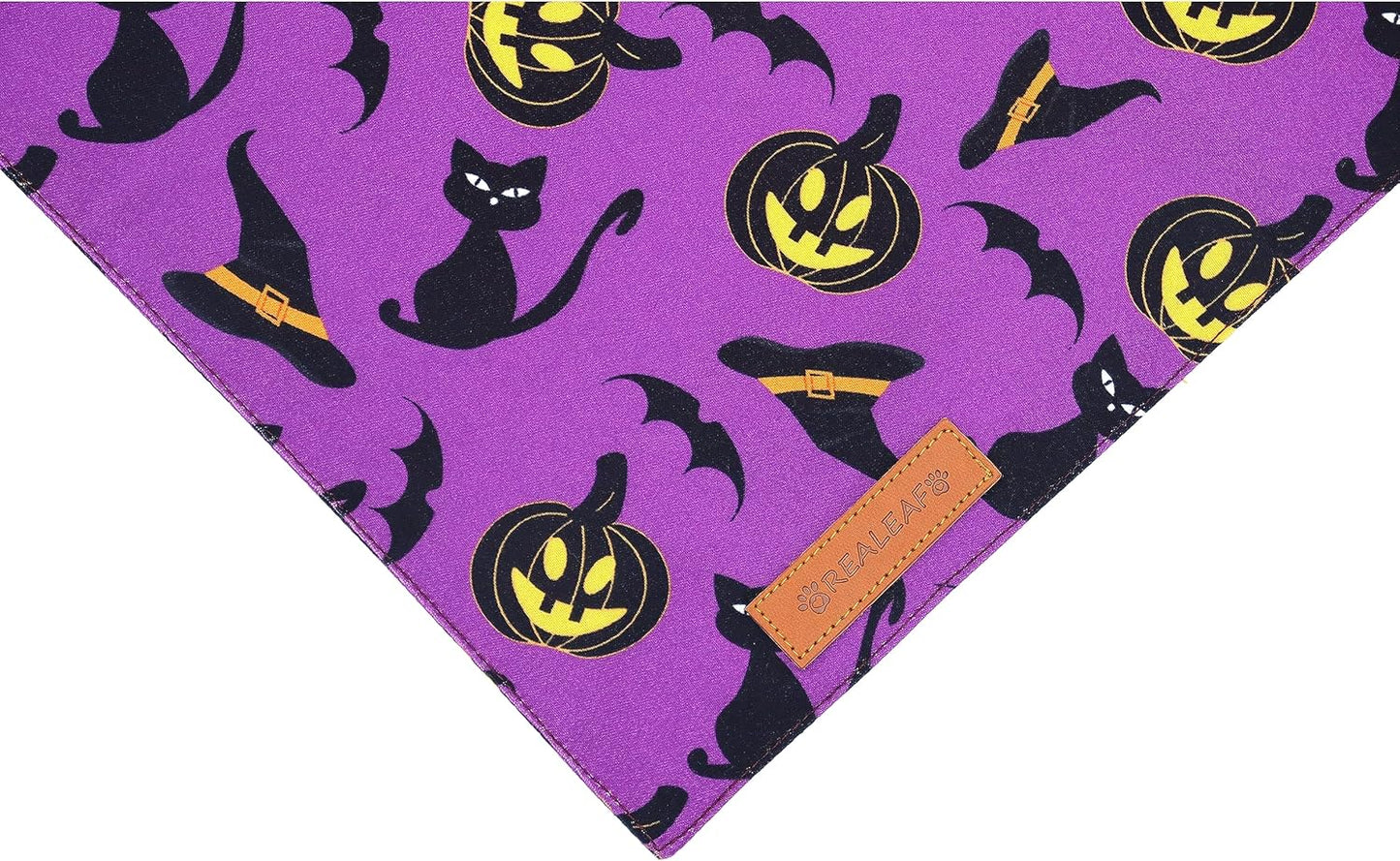 Realeaf Halloween Dog Bandanas 2 Pack, Reversible Orange Pumpkin Pet Scarf for Boy and Girl, Premium Durable Fabric, Holiday Bandana for Small Medium Large and Extra Large Dogs (Large)