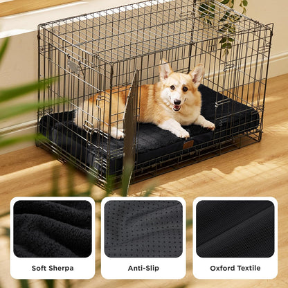 Bedsure Large Dog Bed for Crate - Orthopedic Flat Pet Beds with Removable Washable Cover, Egg Crate Foam Crate Mat, Suitable for Pet Up to 50 lbs
