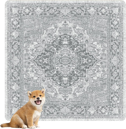 nunubaby Washable Pee Pads for Dogs, Stylish, Non-Slip and Leak-Proof Pee Pads. Reusable Potty Pads for Dogs for Crates and Floors.(Grey/Geo, 48" x48")