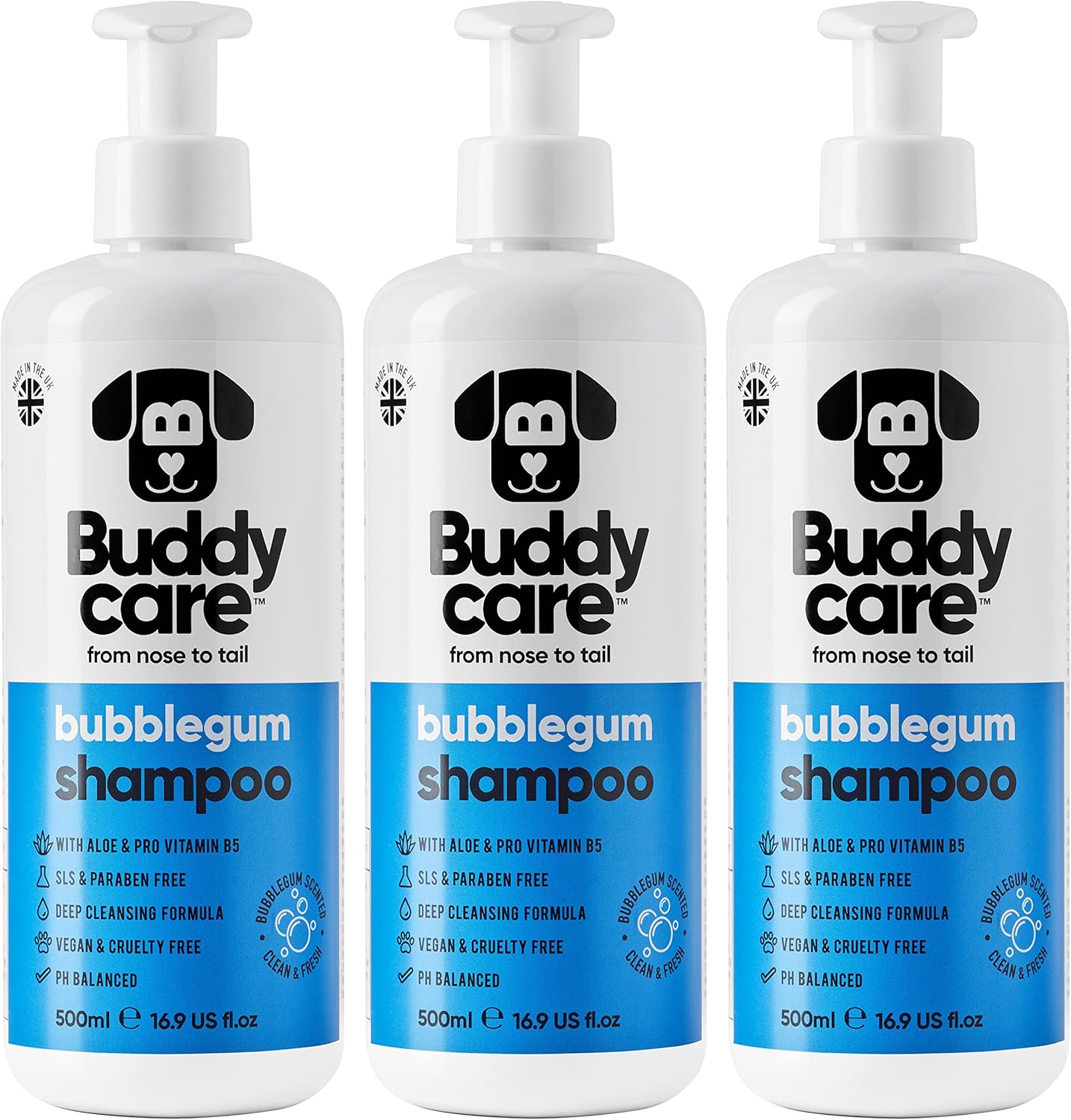 Bubblegum Dog Shampoo by Buddycare | Deep Cleansing Shampoo for Dogs | Bubblegum Scented | with Aloe Vera and Pro Vitamin B5 (50.72oz)