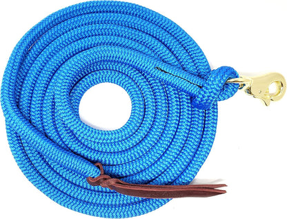 Double Braid Lead Rope with Eye Splice Loop, 12-14FT Lengths (Blue, 14 ft.)