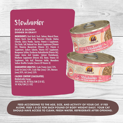 Weruva Classic Cat Stews!, Stewlander with Duck & Salmon in Gravy, 2.8oz Can (Pack of 12)