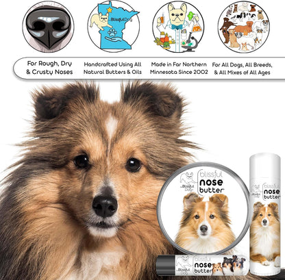The Blissful Dog Shetland Sheepdog Nose Butter for Dry, Cracked Skin, Lick-Safe Dog Nose Balm with Moisturizing Shea Butter, Almond, Olive, and Essential Oils, Pet Supplies, Uncented, 1 oz.