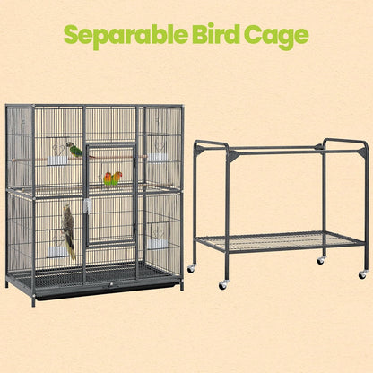 Yaheetech 63'' Detachable Parrot Cage for Cockatiel Sun Parakeet Green Cheek Conure Lovebird Budgie Finch Bird Cage with Stand