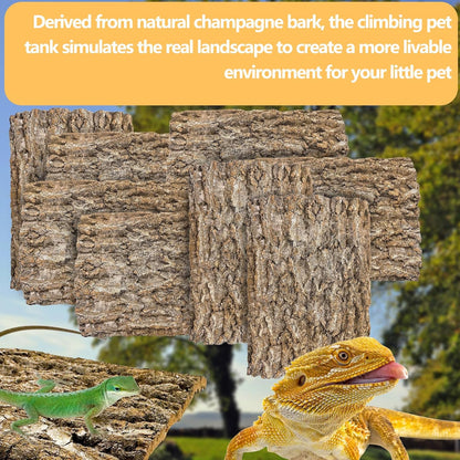 8PCS Cork Terrarium Background 15.7x11.8in Natural Large Cork Bark Backdrop Reptile Climbing Mat Tank Habitat Decor for Spider Lizard Chamelon Turtle Beared Dragon
