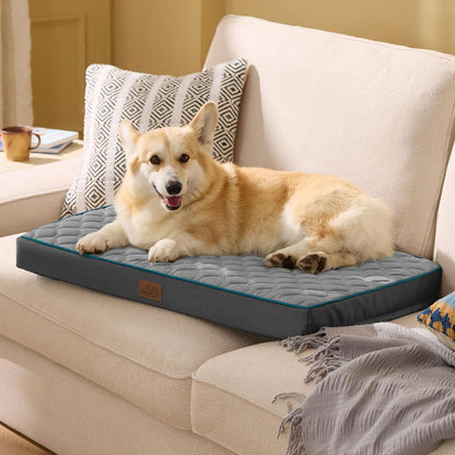 Bedsure Orthopedic Dog Bed for Medium Dogs - Flat Memory Foam Pet Mattress with Removable Washable Cover and Egg Crate Foam, Suitable for Pet Up to 35 lbs, 30x20x3 Inches, Grey