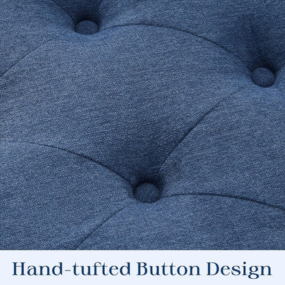 Ottoman with Storage, 48.8" Fabric Storage Ottoman Bench with Hinge, Bedroom Bench, Upholstered Benches with Seating for Living Room, Entryway (Dark Blue)