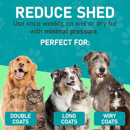 Maxpower Planet Pet Grooming Brush - Double Sided Undercoat Rake for Dogs and Cats, Extra Wide, Reduce Shedding by 95%, Grey