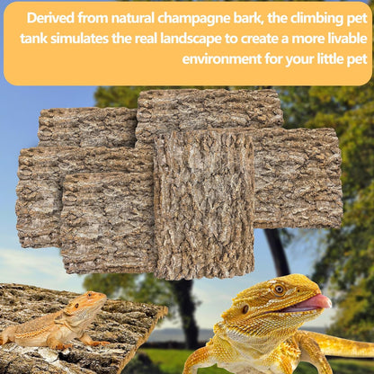 6PCS Cork Terrarium Background 15.7x11.8in Natural Large Cork Bark Backdrop Reptile Climbing Mat Tank Habitat Decor for Spider Lizard Chamelon Turtle Beared Dragon