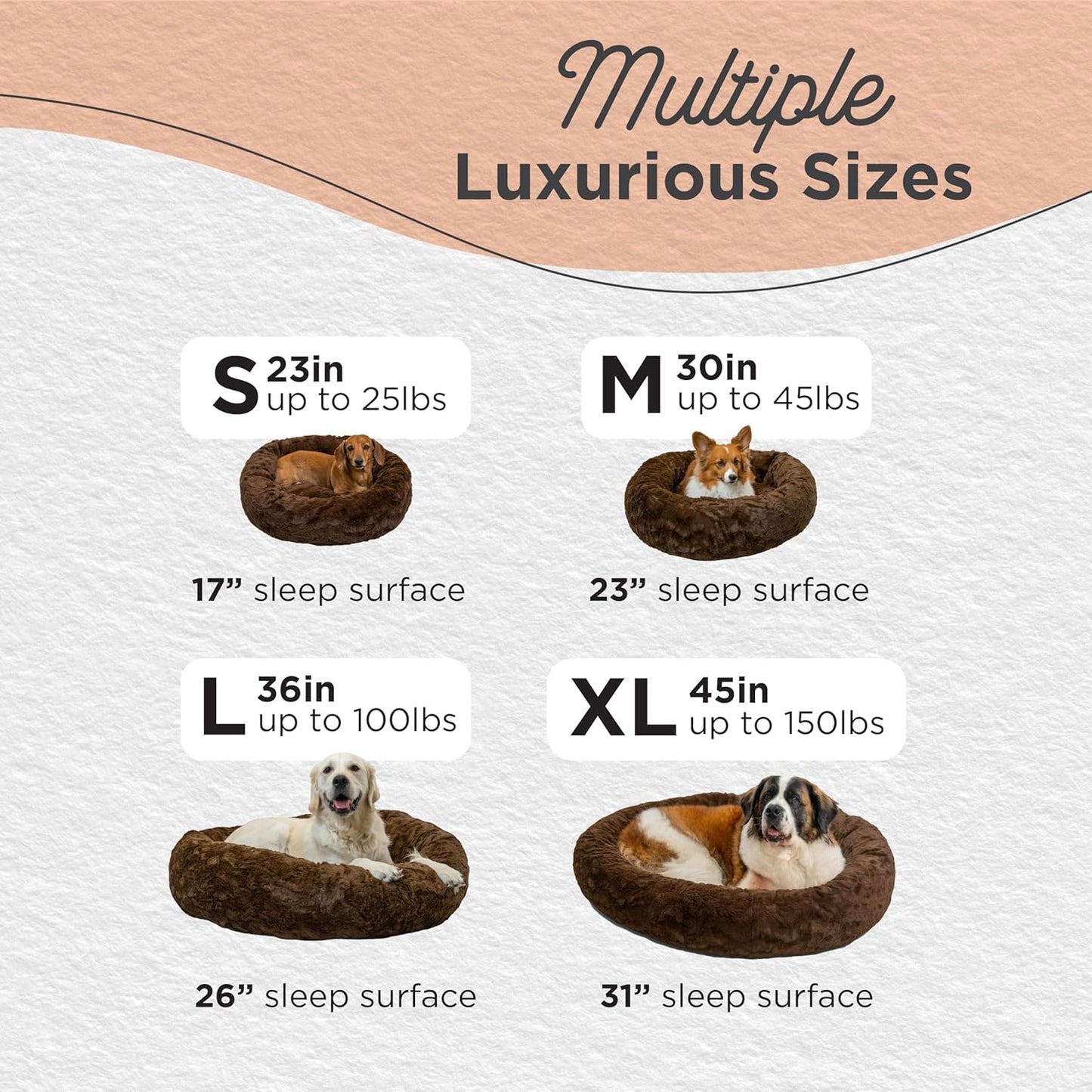 Best Friends by Sheri Original Calming Donut Dog and Cat Bed, Lux Faux Fur, Dark Brown, (23in x 23in) - Anxiety Relief for Pets Up to 25 lbs