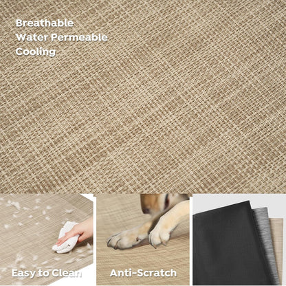 Veehoo Cooling Elevated Dog Bed - Raised for Large Dogs, Outdoor With Guardrail, Upgraded Non-Slip Feet, Breathable Teslin Mesh, Portable Camping Cot, 47 x 29 Inches, Beige Coffee