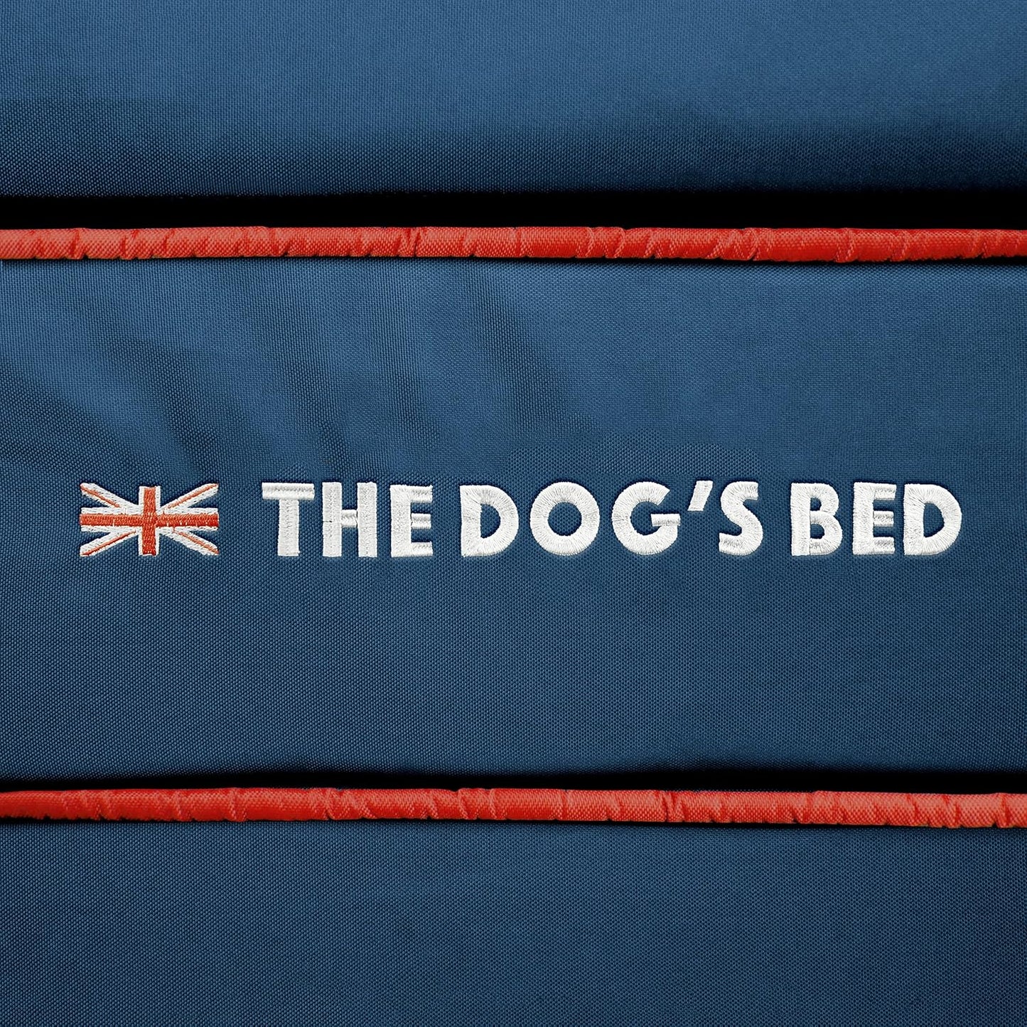 The Dog’s Bed Orthopedic Headrest Dog Bed XXL Blue Oxford with Red Trim UK Flag Dog Bed54x36, Memory Foam, Hip & Elbow Dysplasia, Post Surgery, Veterinary Approved, Waterproof Washable Cover