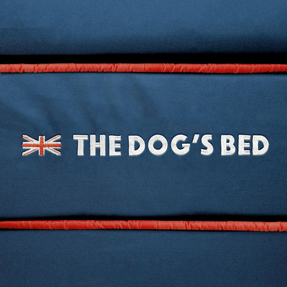 The Dog’s Bed Orthopedic Headrest Dog Bed XXL Blue Oxford with Red Trim UK Flag Dog Bed54x36, Memory Foam, Hip & Elbow Dysplasia, Post Surgery, Veterinary Approved, Waterproof Washable Cover