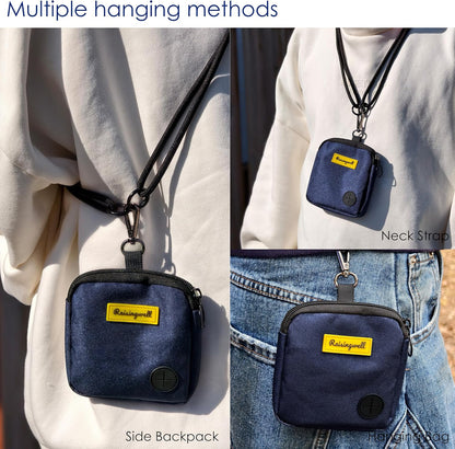 Dog Treat Pouch for Pet Walking and Training with Clicker Poop Bags Small Fanny Zipper Pack Holder for Puppy Snack Dispenser Kit for Leash and Outdoor Use (Blue)