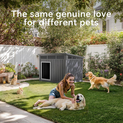 DRATO Dog House for Both Indoor and Outdoor with Weatherproof Roof Removable Floors for Medium to Large Dogs Interior Space (Black, Large (42.87 * 32.95 * 31.61''))