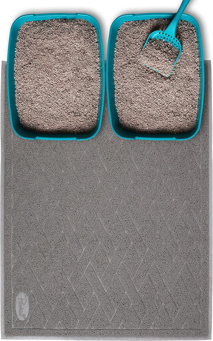 Pawkin Cat Litter Mat, Jumbo XX-Large, 4x3 Feet, Fits Two Litter Boxes or Extra Coverage for One Box, Gray
